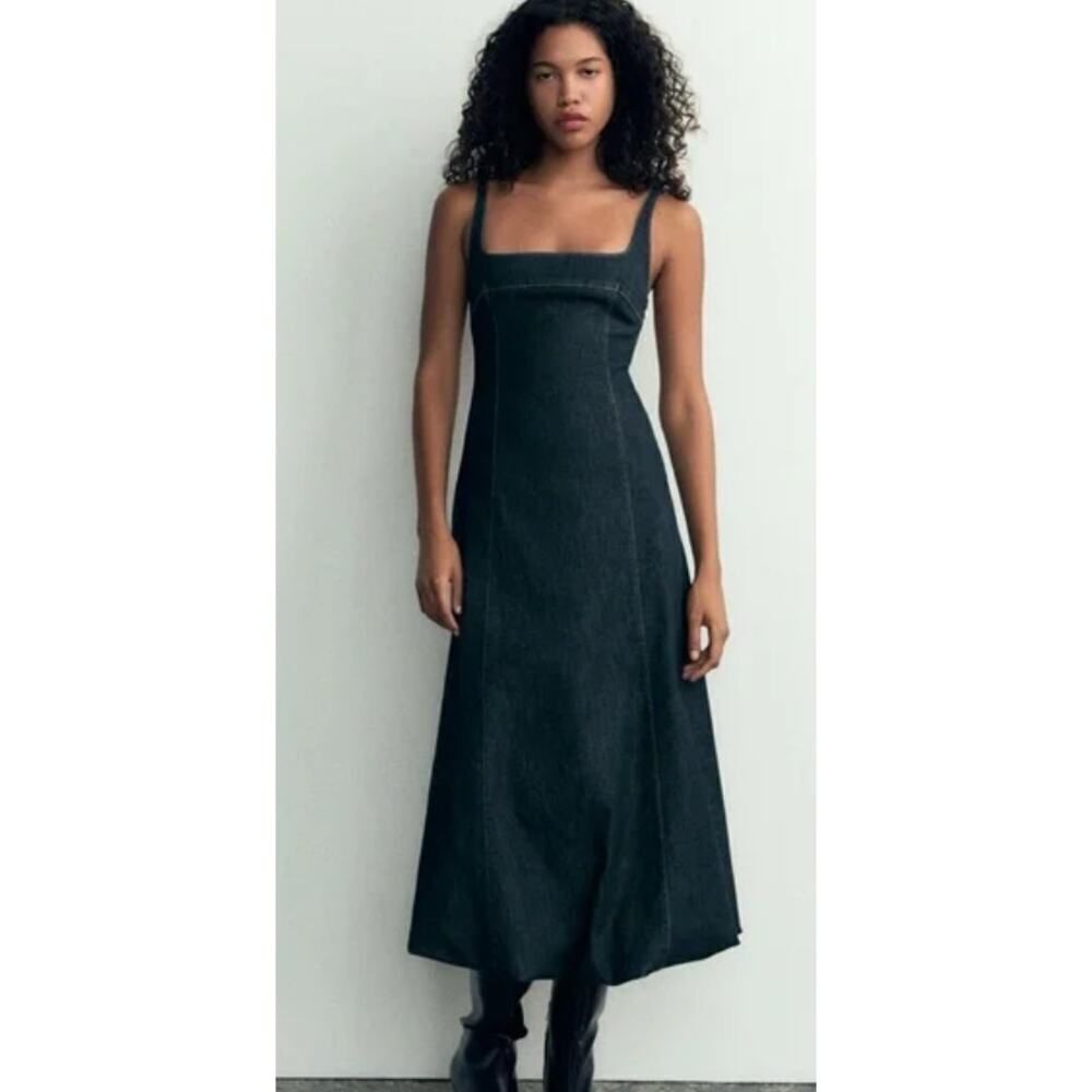 NWT Zara Denim Sleeveless Bubble Dress Women’s Size S